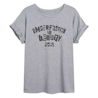 Juniors' Marilyn Monroe "Imperfection" Oversized Graphic Tee