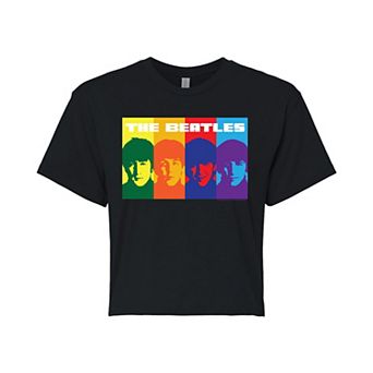 Juniors' The Beatles Colorful Group Shot Cropped Graphic Tee