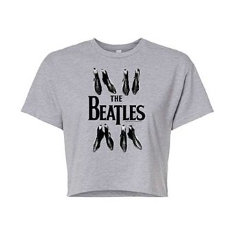 Juniors' The Beatles Shoes Cropped Graphic Tee