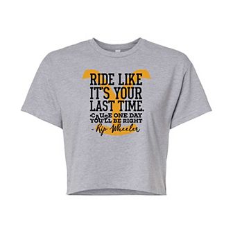 Juniors' Yellowstone "Last Time" Cropped Graphic Tee