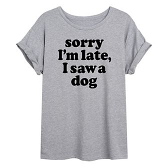 Juniors' "I Saw A Dog" Oversized Graphic Tee