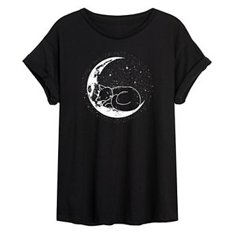 Juniors' Cat Nap Moon Oversized Graphic Tee