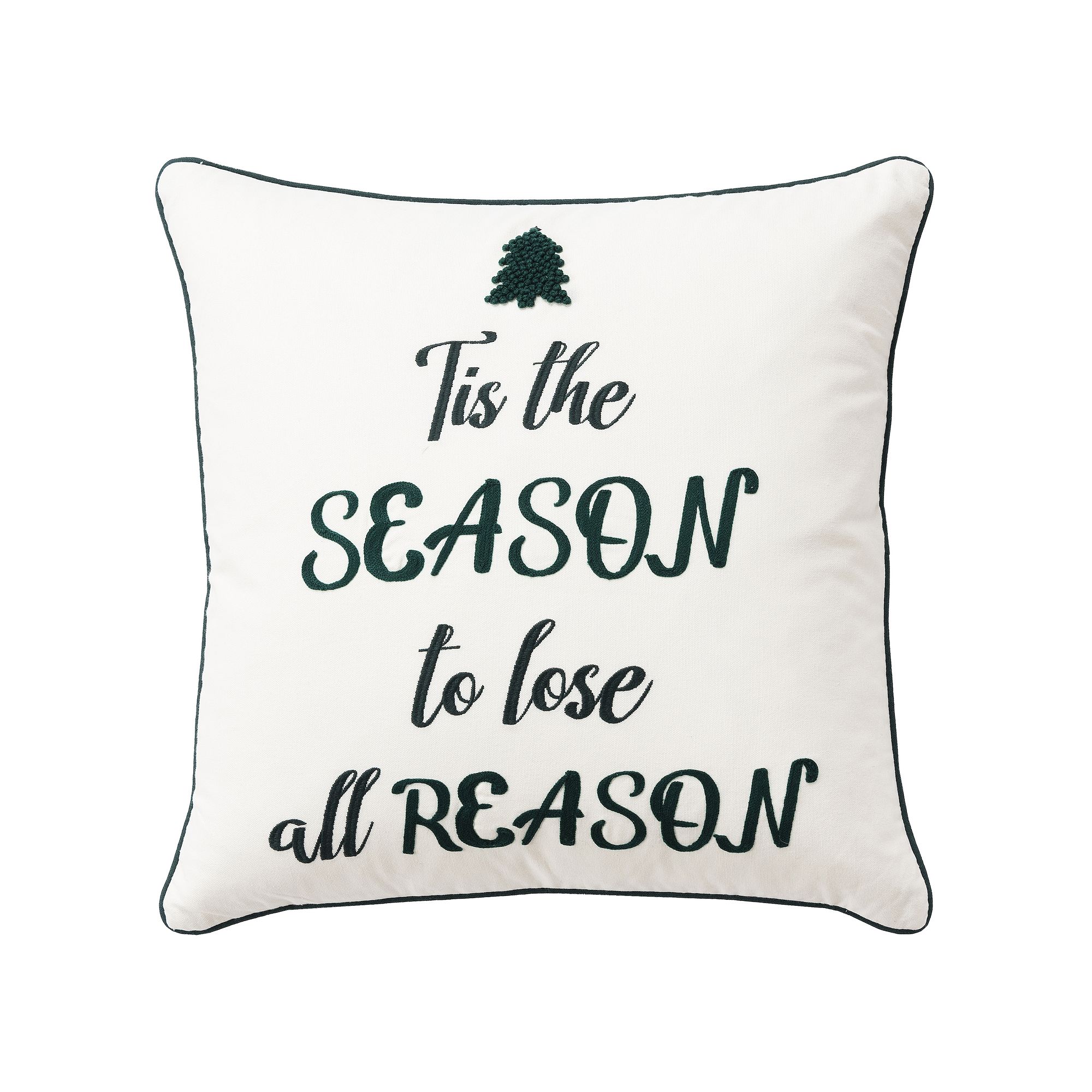 Rizzy Home Clark Tis The Season Throw Pillow, Natural Green