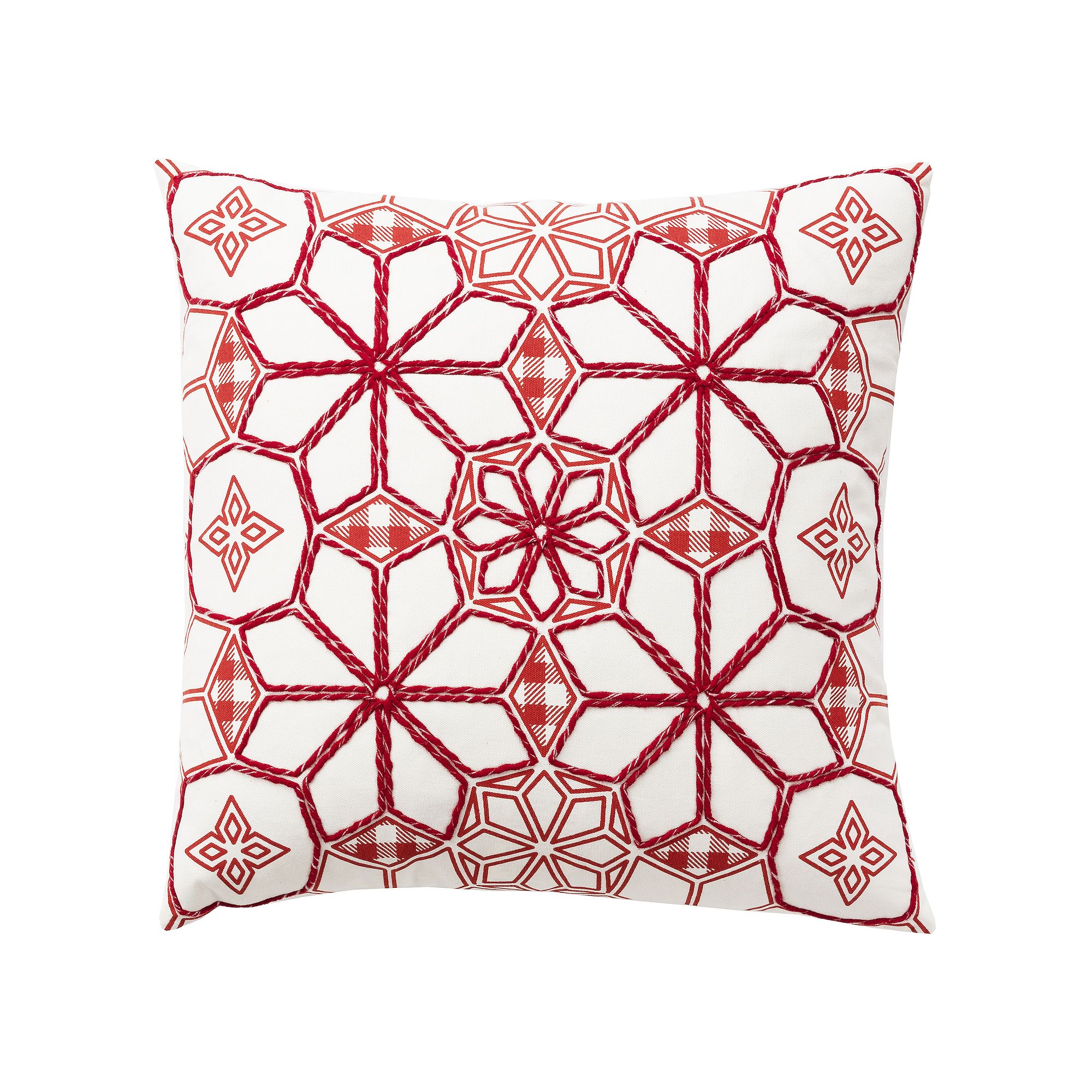 Rizzy Home Beau Throw Pillow, Ivory Red
