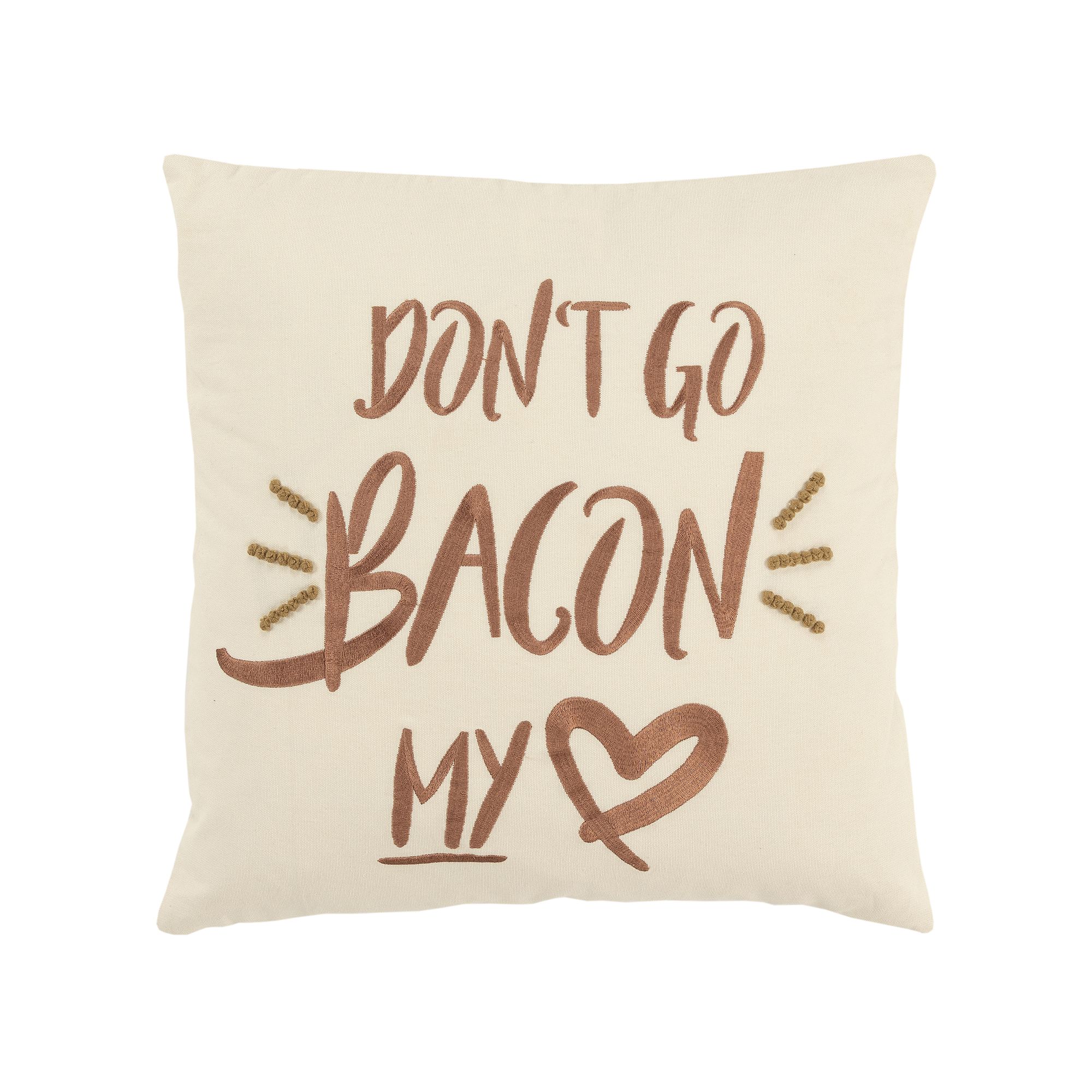 Rizzy Home Liv Dont Go Bacon My Heart Throw Pillow, Ivory Natural