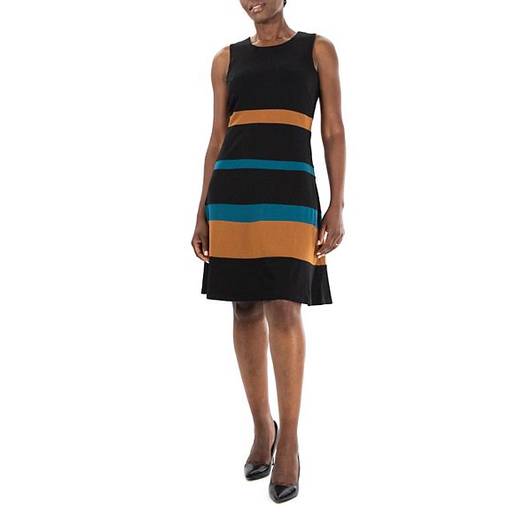 Nina Leonard Sleeveless Crochet Top Faux Two Piece Jersey Dress (Additional Colors)