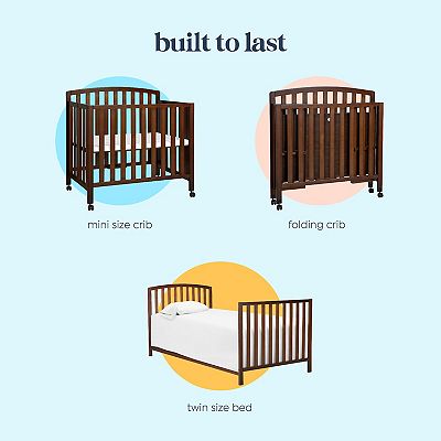 DaVinci Dylan Folding Portable 3 in 1 Mini Crib and Twin Bed