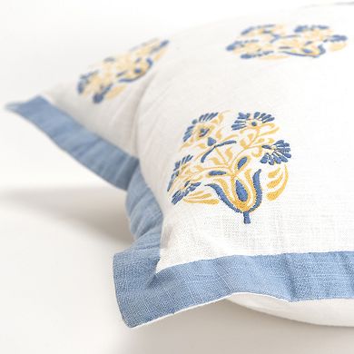 Rizzy Home Ava Blue Trim Throw Pillow