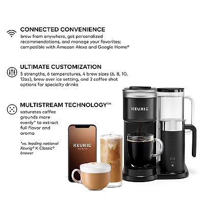 Keurig® K-Cafe® SMART Single-Serve Coffee Maker with WiFi Compatibility, Latte & Cappuccino Machine with Built-In Frother