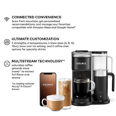 Keurig K Cafe SMART Single Serve Coffee Maker with WiFi Compatibility Latte Cappuccino