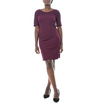 Women's Nina Leonard Elbow Sleeve Sheath Dress