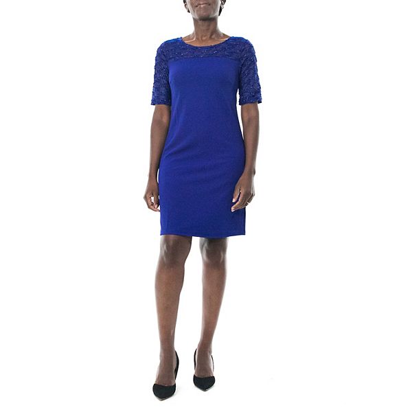 Women's Nina Leonard Elbow Sleeve Sheath Dress
