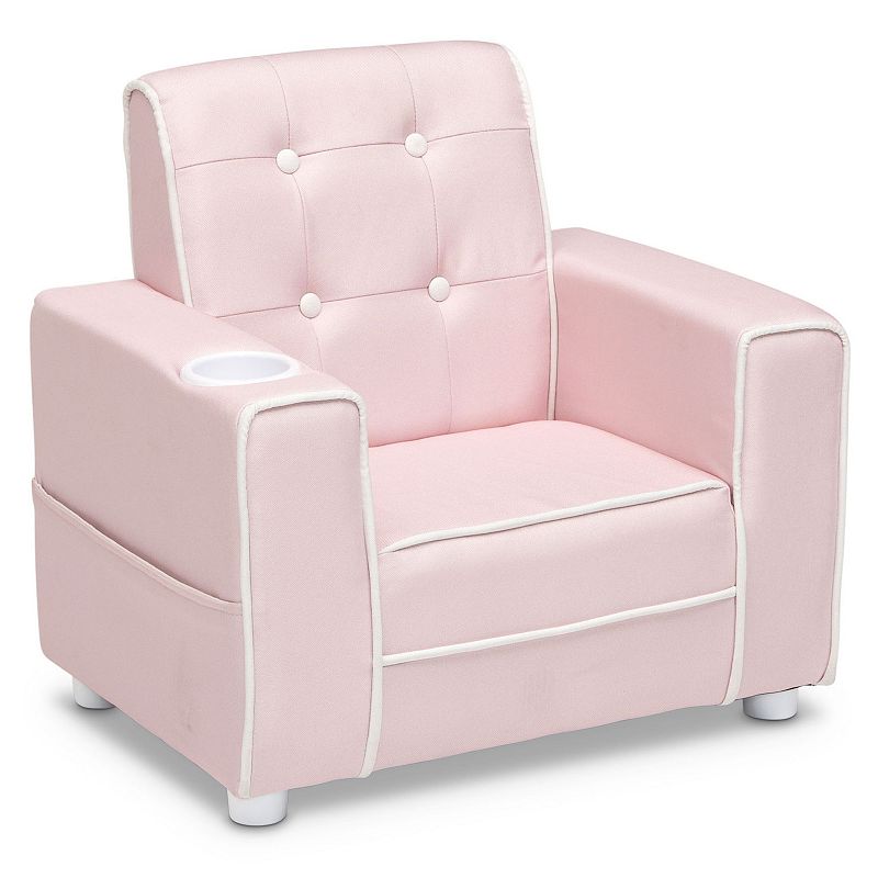 Delta Children Chelsea Kids Upholstered Chair with Cup Holder, Pink
