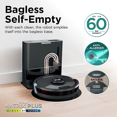 Shark "Matrix Plus 2in1" Robot Vacuum & Mop with Sonic Mopping, Matrix Clean, HEPA Bagless Self Empty (RV2610WA)