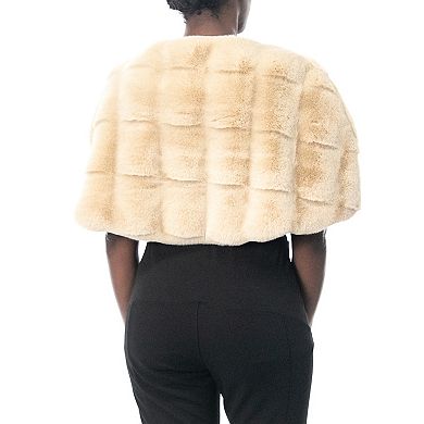 Women's Nina Leonard Wrap Around Rhinestone Faux Fur Bolero