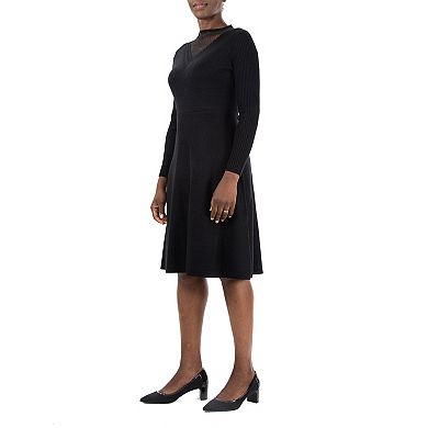 Women's Nina Leonard Mockneck Long Sleeve Sweater Dress