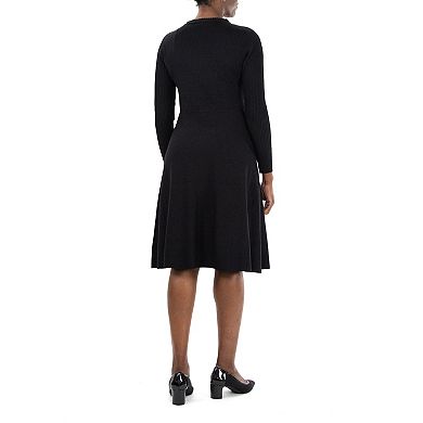 Women's Nina Leonard Mockneck Long Sleeve Sweater Dress