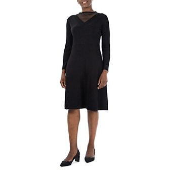 Women's Nina Leonard Mockneck Long Sleeve Sweater Dress