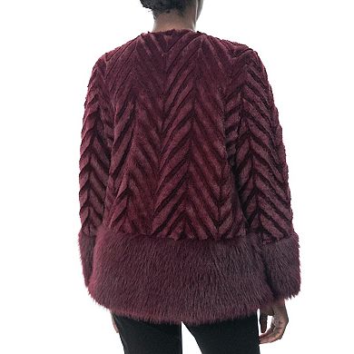 Women's Nina Leonard Chevron Faux-Fur Bolero