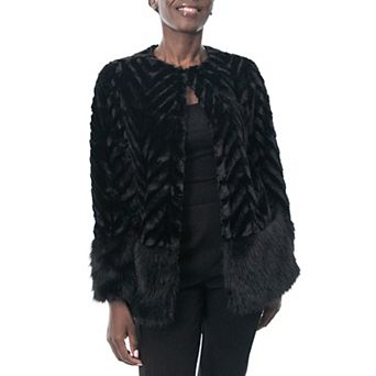 Women's Nina Leonard Chevron Faux-Fur Bolero