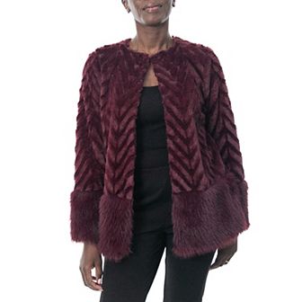 Women's Nina Leonard Chevron Faux-Fur Bolero