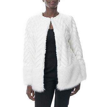 Women's Nina Leonard Chevron Faux-Fur Bolero