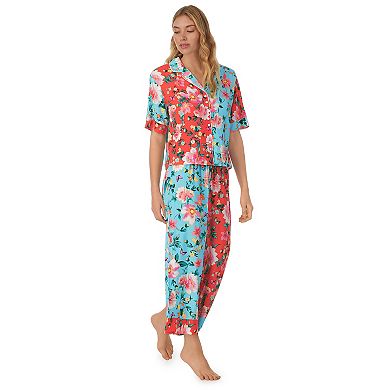 Women's Beauty Sleep Social Relaxed Sleeve Pajama Shirt and Cropped Pajama Pant Set