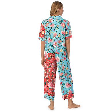 Women's Beauty Sleep Social Relaxed Sleeve Pajama Shirt and Cropped ...