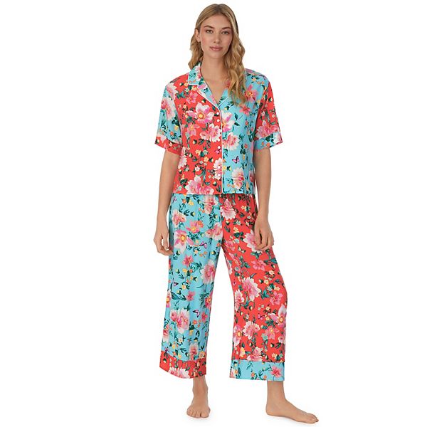 Women's Beauty Sleep Social Relaxed Sleeve Pajama Shirt and Cropped ...