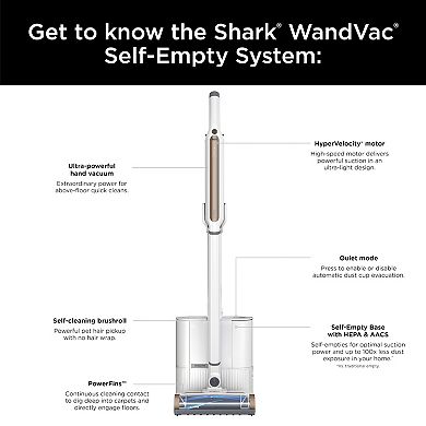 Shark® Wandvac Self-Empty System Lightweight Cordless Vacuum with HEPA Base (WS642AE)