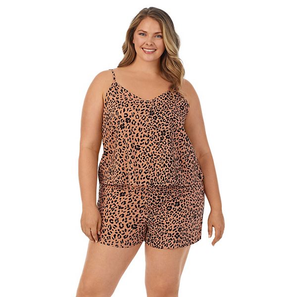 Plus Size Beauty Sleep Social Cami Top & Boxer Shorts Pajama Set