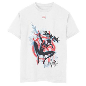 Boys 8-20 Marvel Spiderverse Brick Graffiti Graphic Tee