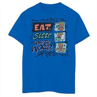 Boys 8-20 Marvel Universe Groot "Eat, Sleep, Save The World" Graphic Tee