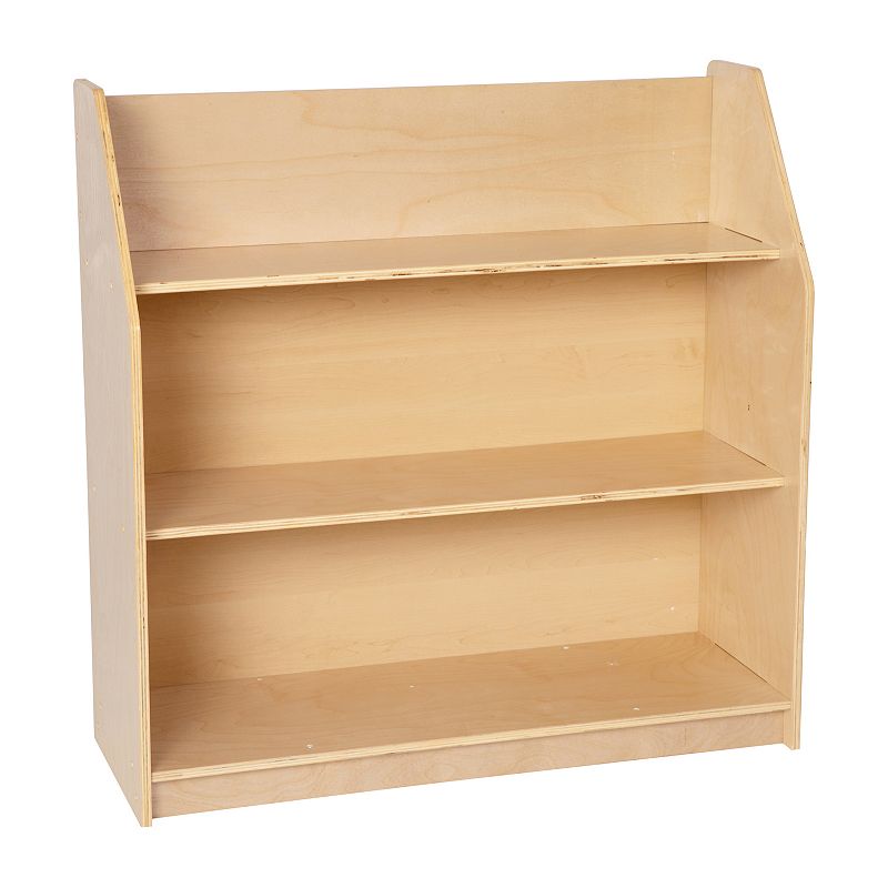 Flash Furniture Natural Wooden 3 Shelf Book Display with Safe