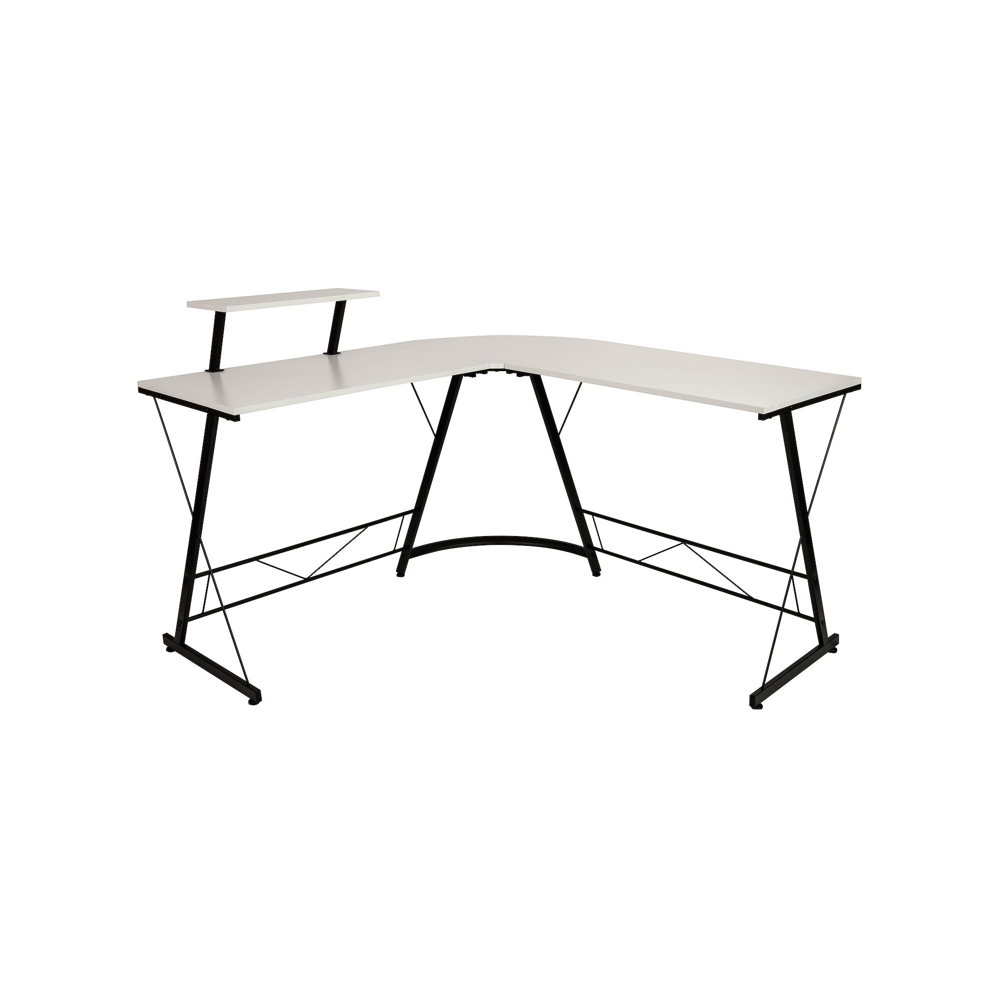 Flash Furniture L-Shaped 71.5 Computer Corner Desk, White Black