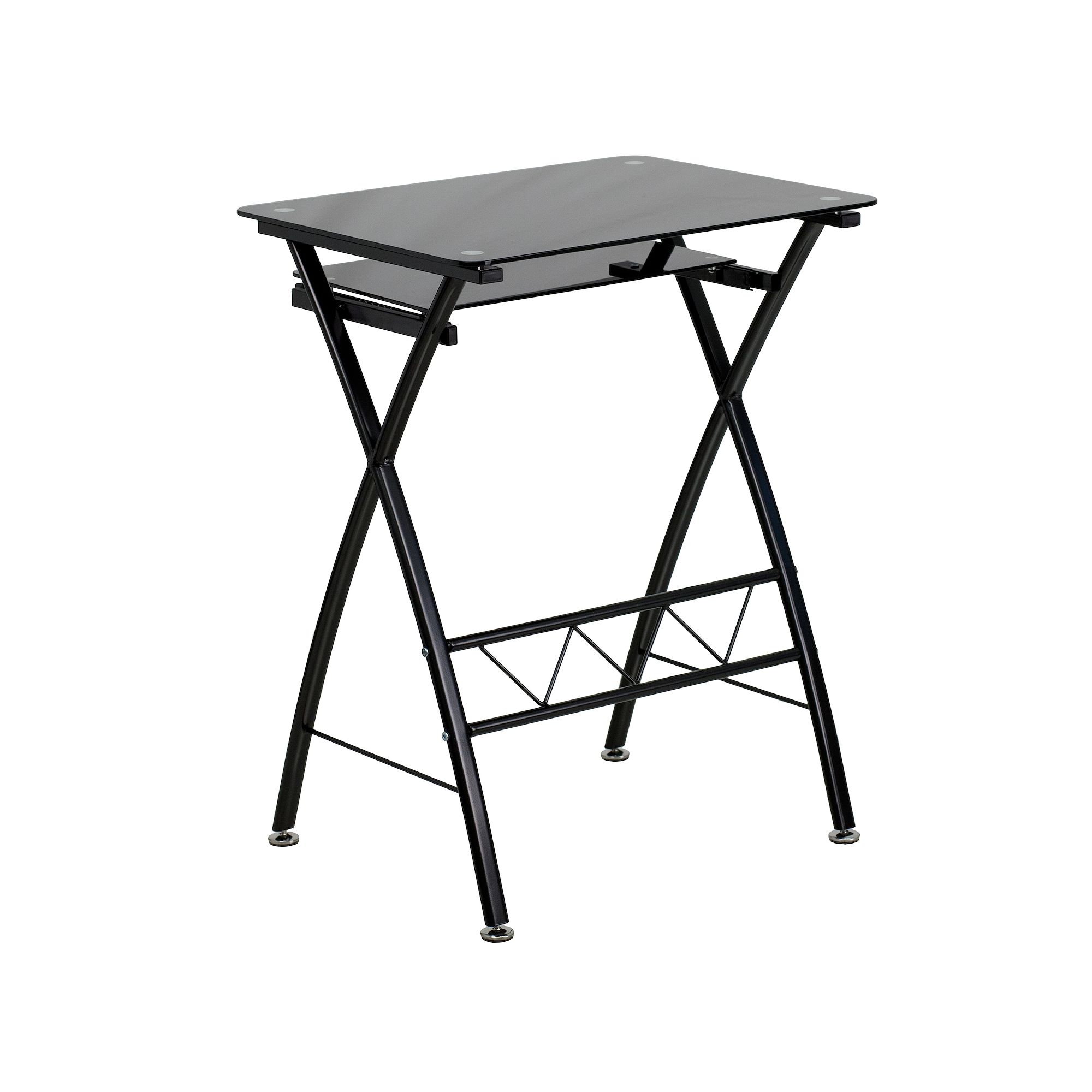 Flash Furniture Black Tempered Glass Computer Desk with Keyboard Tray