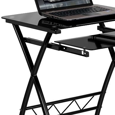 Flash Furniture Black Tempered Glass Computer Desk with Keyboard Tray