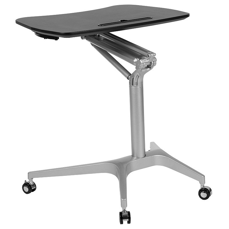 Flash Furniture Mobile Sit-Down & Stand-Up White Computer Ergonomic Desk, B