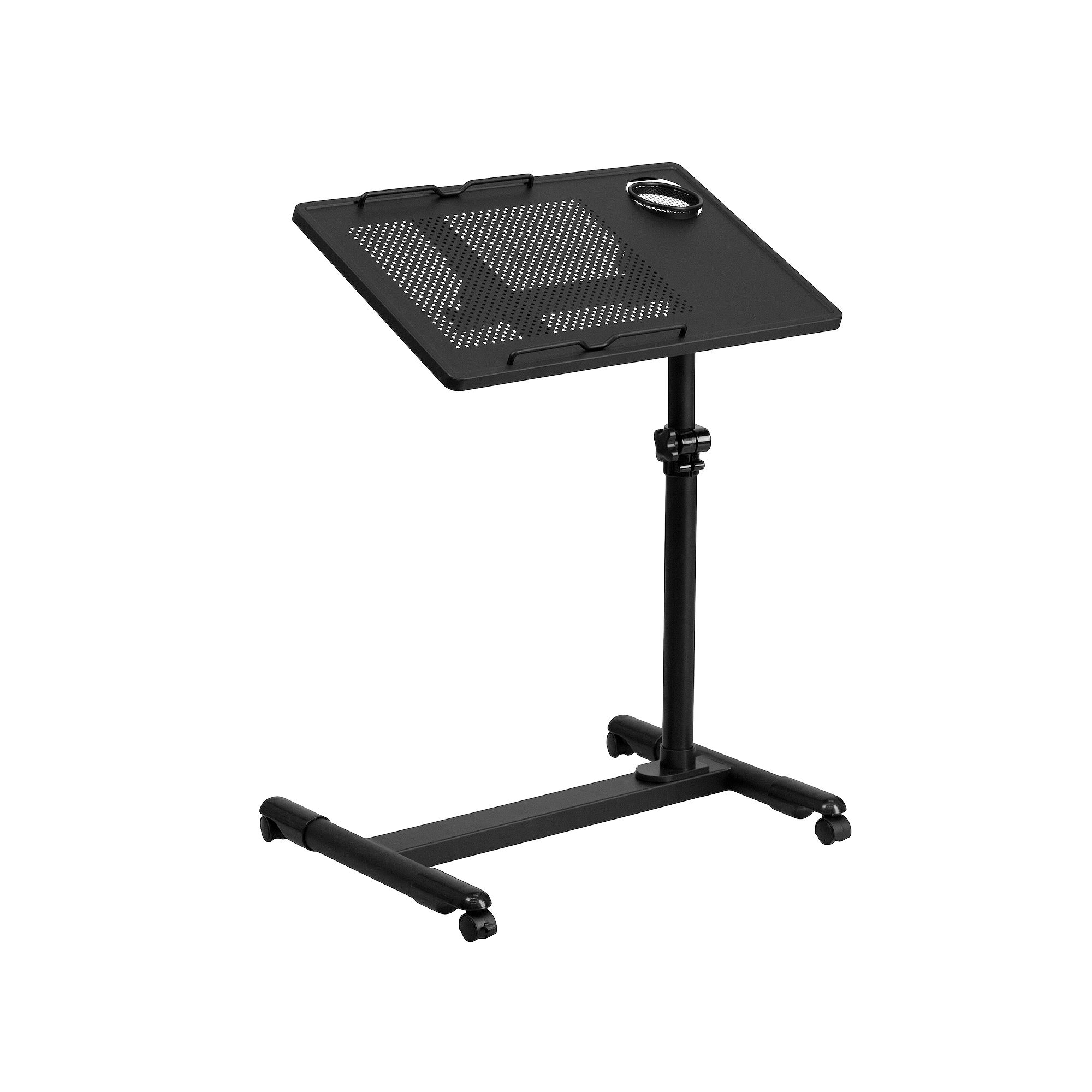 Flash Furniture Adjustable Height Steel Mobile Computer Desk, Black