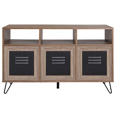 Flash Furniture Woodridge Collection 3 Shelf Storage Cabinet with Metal Doors