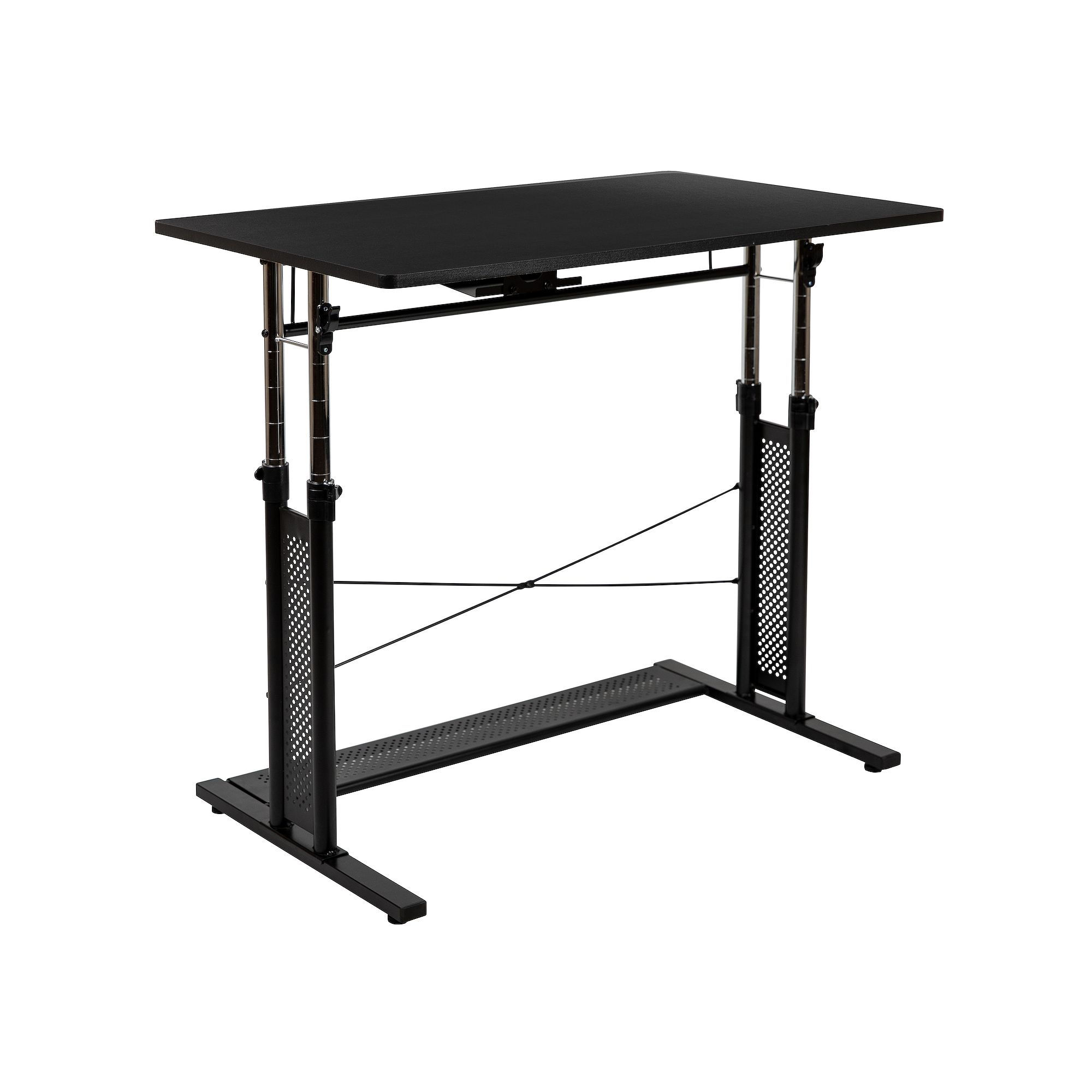 Flash Furniture Height Adjustable Sit to Stand Home Office Desk, Black
