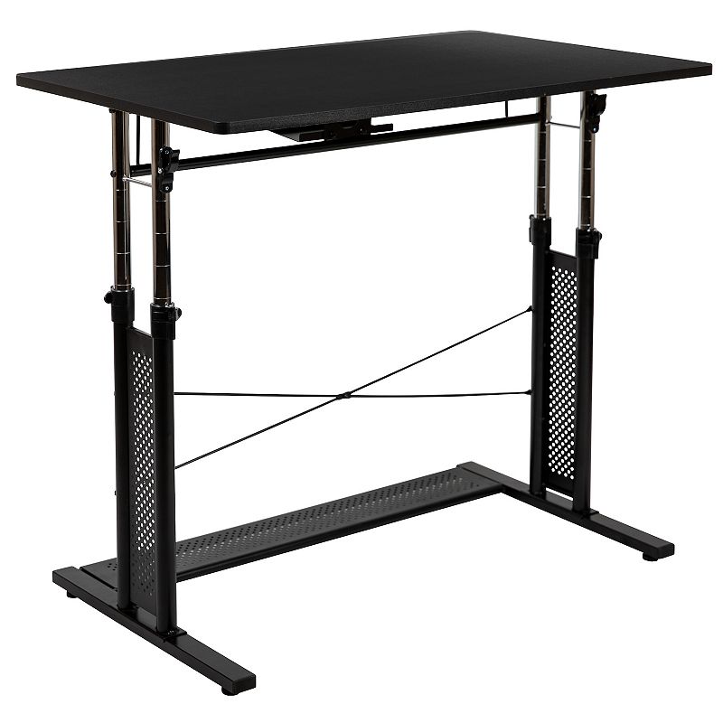 Flash Furniture Height Adjustable Sit to Stand Home Office Desk, Black