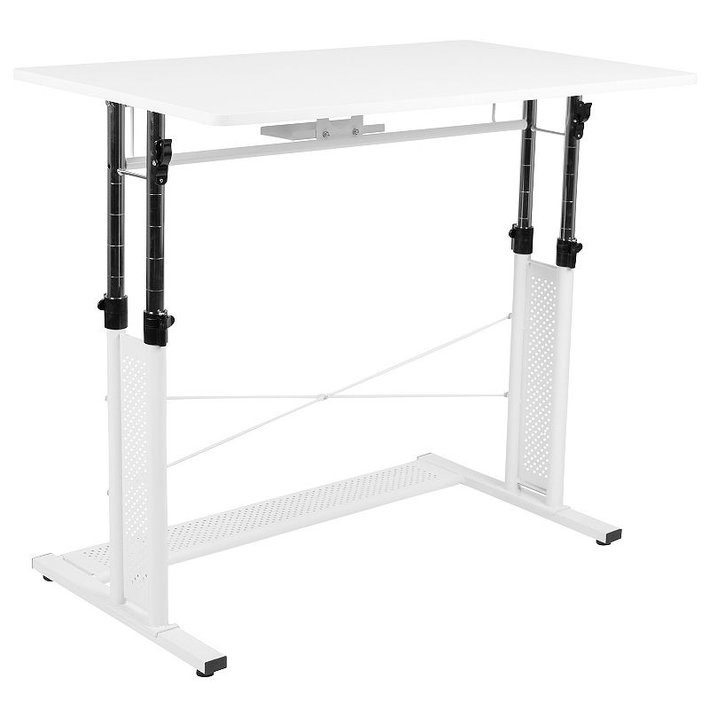 Flash Furniture Height Adjustable Sit to Stand Home Office Desk, White