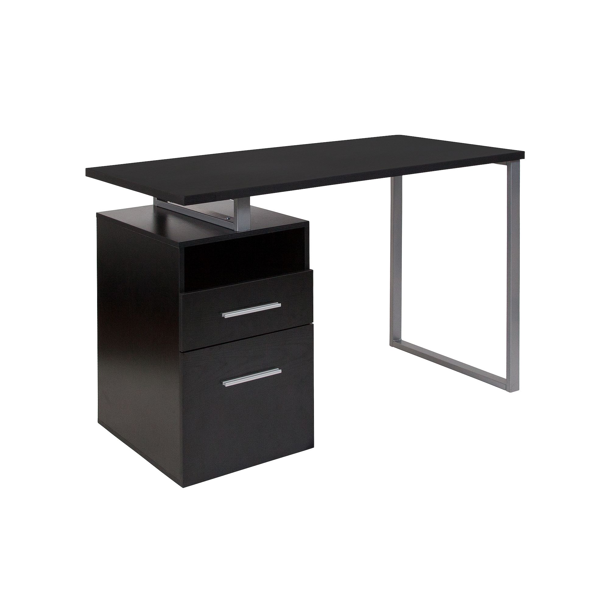 Flash Furniture Harwood Computer Desk with Two Drawers, Dark Grey