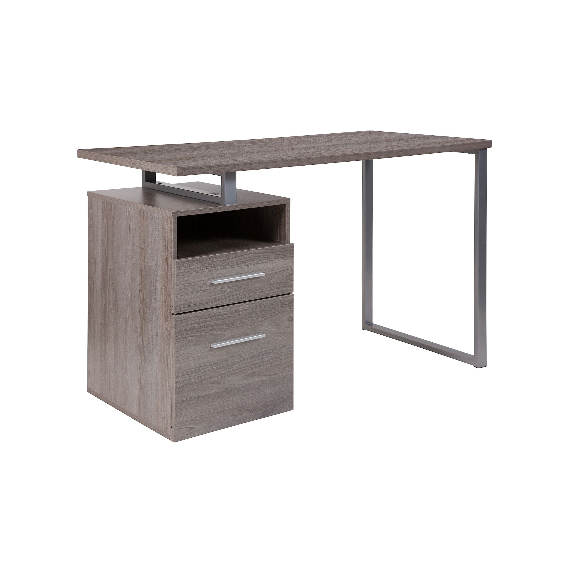 Flash Furniture Harwood Computer Desk with Two Drawers, Light Grey