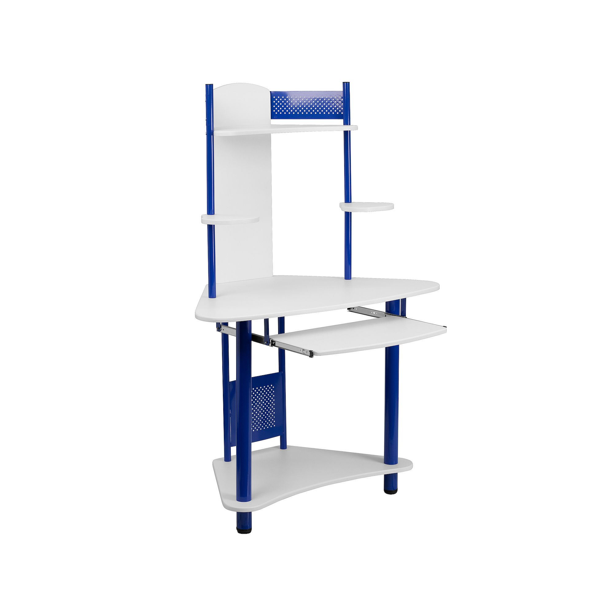 Flash Furniture Corner Computer Desk with Hutch, Blue White