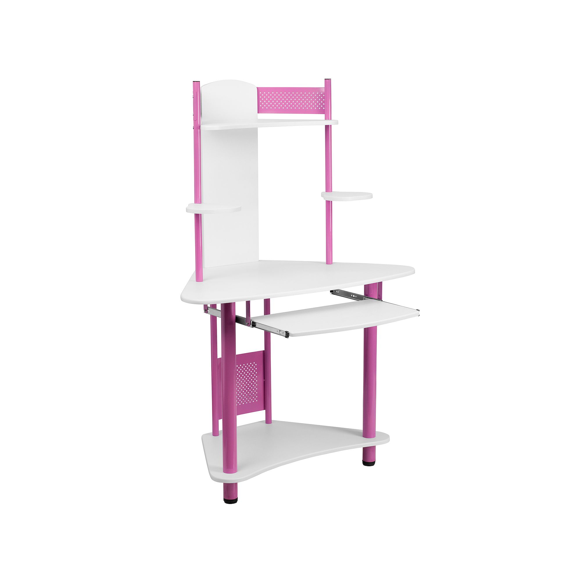 Flash Furniture Corner Computer Desk with Hutch, Pink White