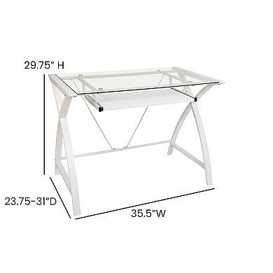Flash Furniture Clear Tempered Glass Computer Desk with Keyboard Tray