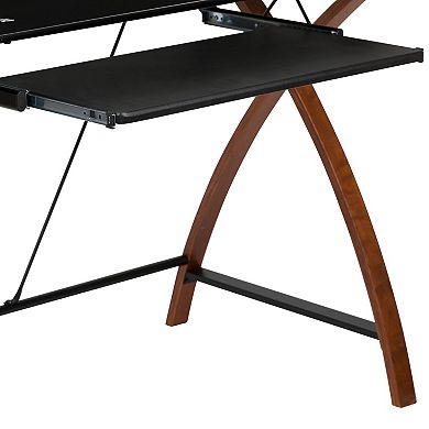 Flash Furniture Black Glass L-Shape Corner Computer Desk with Keyboard Tray