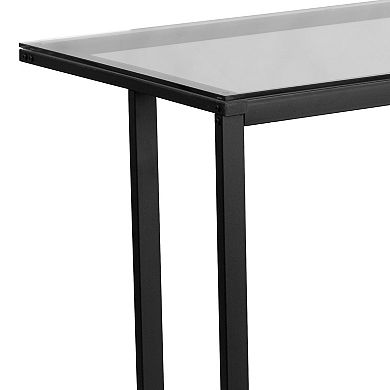 Flash Furniture Glass Desk with Black Pedestal Metal Frame